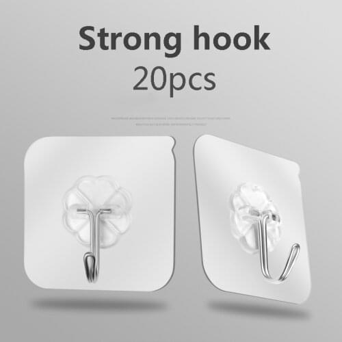 20Pcs 6x6cm Door Wall Hangers Hooks Suction Transparent Strong Self Adhesive Heavy Load Rack Cup Sucker for Kitchen Bathroom