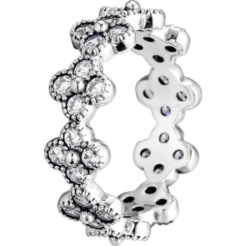 Oriental Blossom Rings 100% 925 Sterling Silver Jewelry with Clear CZ Free Shipping