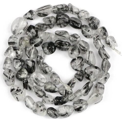 YHBZRET Natural Stone Black Rutilated crystal Irregular Gravel Chips beads for making Jewelry accessories bracelet Necklace DIY