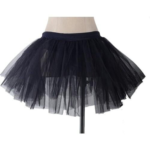 Women Black Tutu Skirt Tulle Petticoat Dance Halloween Party Club Skirt Dancing Mini Ballet Skirt Plus Size 3XL-6XL