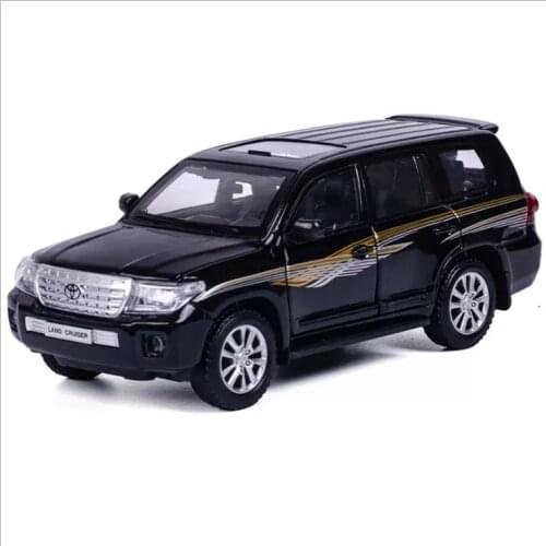 1: 24 Simulation Toyota Land Cruiser Alloy Car Model Childrens Sound and Light Toy Car Birthday Gift for New Year Black Car