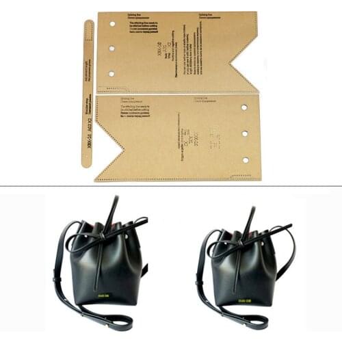 1Set DIY Kraft Paper Template New Pretty Bucket Bag Crossbody Bag Leather Craft Pattern DIY Stencil Sewing Pattern 25cm*20cm