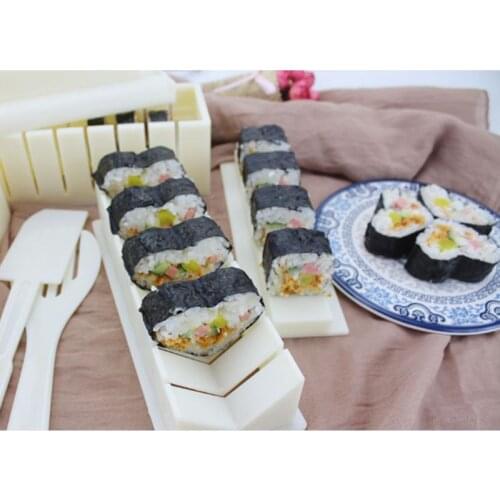 10pcs/set Sushi Making Kit 5 in 1 Multifunction Rice Roll Mold Maker DIY Kitchen Supplies