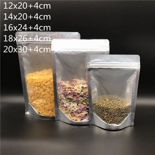 100Pcs/lot Translucent Plastic Packaging Bags Aluminized Rounded Corners Stand-up Bags Sugar Food Self-sealing Zipper Bag