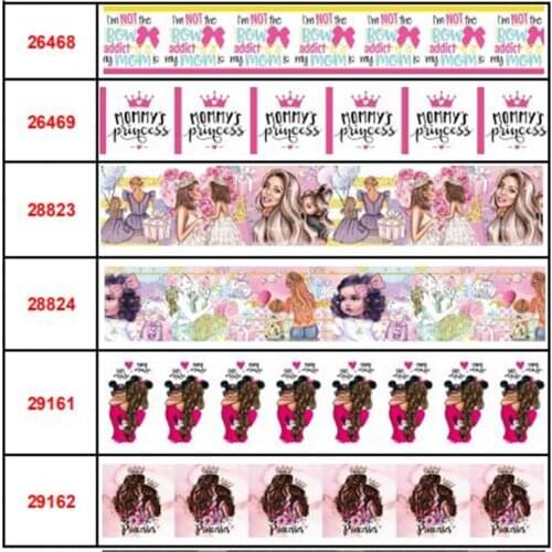 16mm-75mm Mothers Day& Fathers Day printed Grosgrain Ribbon /elastic band For DIY Hair Tie Gift Wrapping 50 Yards