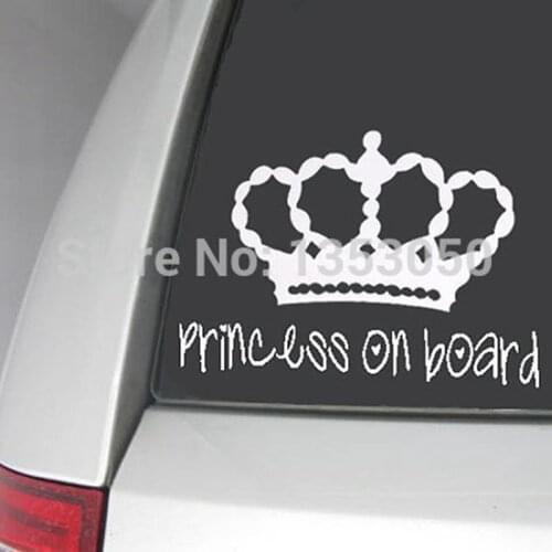 16x11cm vinyl car stickers for baby girl princess ,princess on board car decal stickers