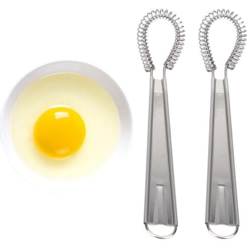 2pcs Stainless Steel Egg Beater Spring Manual Whisk Hand Held Cream Stirrer Milk Blender Coffee Mixer Kitchen Tool