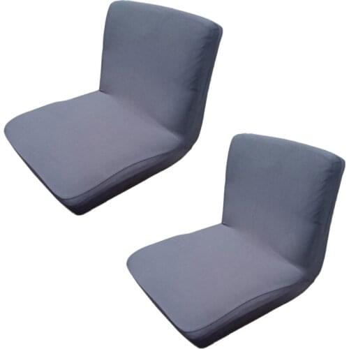 2Pcs Dark Grey Removable Short Kitchen Dining Bar Club One-piece Bar Stool Chair Cover