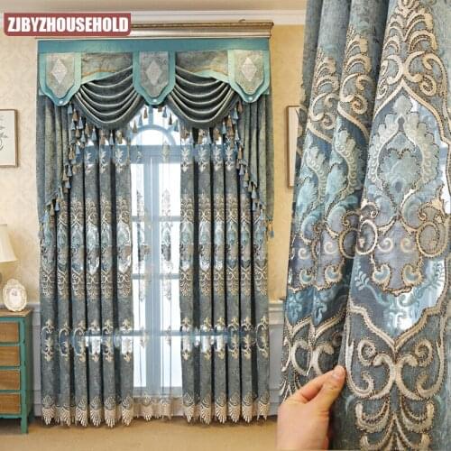 2021 New European Style Luxury Embroidered Curtains for Living Room Bedroom Balcony Blackout Curtains Customization