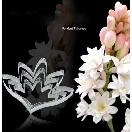 Tuberose Petal 4Pcs Cookie Cutter Stainless Stell Pastry & Biscuit Baking Cutter Cake Mold Fondant Tools