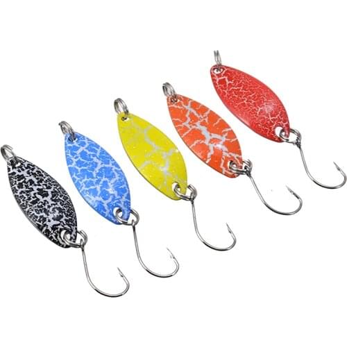 New 5Pcs 3.2cm/3g Metal Spoon Fishing Lure Spinner Bait For Trout Blinker Bass Artificial With Single Hook Fishing Accessories