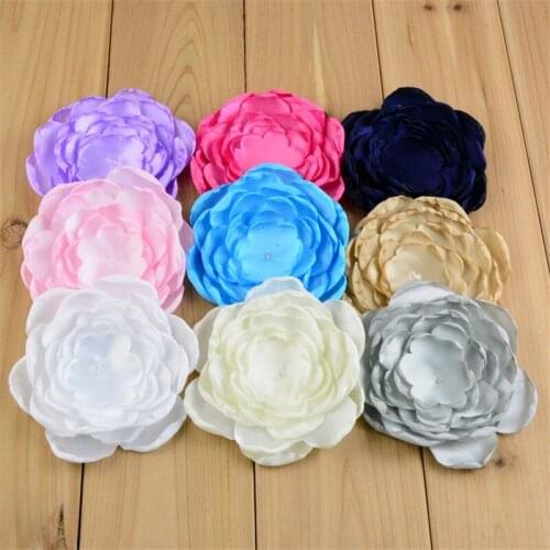 50pcs/lot 9 Color U Pick 3.9 Inch Large Burned Petal Satin Fabric Flowers Boutique Hair Accessories DIY Craft Supply FH55