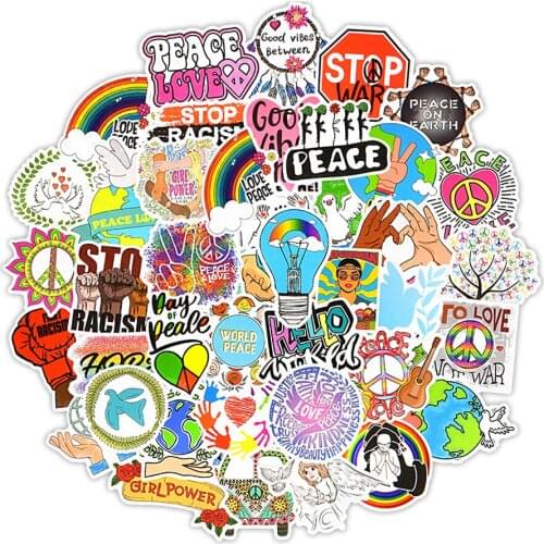50 PCS Love and Peace Graffiti Wall Stickers Aesthetic Decals for Furniture Mirror Bedroom Decoration Home Waterproof Kids Gifts