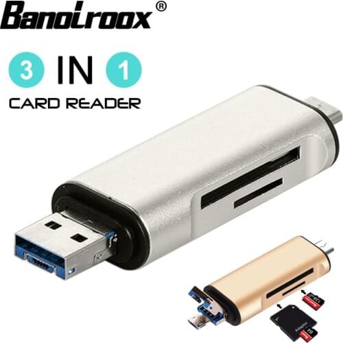 Banolroox High Speed 3 in 1 Card Reader Type-C/OTG/Microsd/TF Flash USB Card Reader for phone laptop accessories free adapter
