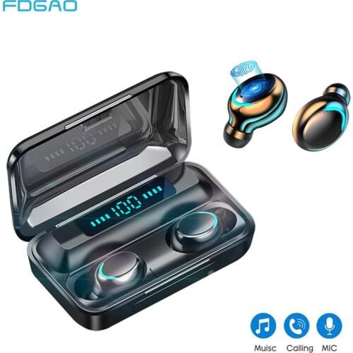 FDGAO Wireless Headphones Bluetooth 5.0 Earphone TWS HIFI Mini In-Ear Sports Headset HD Call Waterproof Earbuds With Microphone
