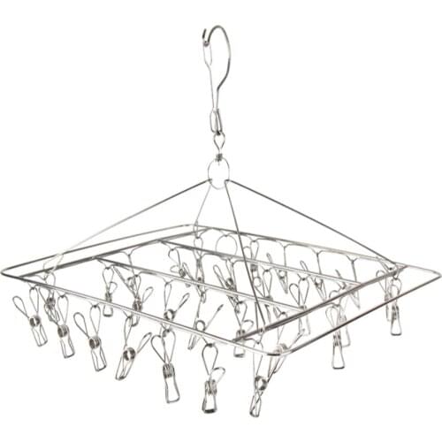 Household Multi-Functional Stainless Steel Pants Rack Drying Clothespin Hook Underwear Hanger Socks Baby Hanger 30 Clips