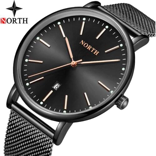 Luxury Brand Men Watch NORTH Fashion Stainless Steel Quartz Watch Men Casual Sport Waterproof Wristatch Clock Relogio Masculino