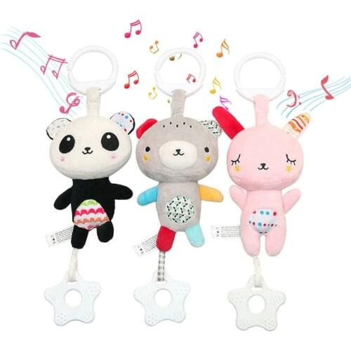 Montessori baby rattle baby toy bed hanging toy newborn baby soft bed bell animal music portable rattle gift