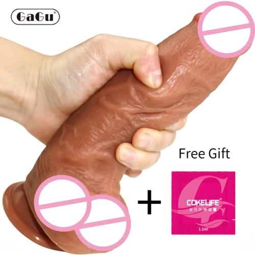 GaGu Soft Skin Realistic Big Dildo Flexible Penis Dick With Suction Cup Strap-on Female Masturbation Strapon Dildo For Women