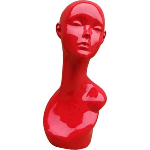 Premium Glossy Red Plastic Mannequin Head - 46cm/18.1 Inches Height- Great for Scarves, Hats, and Jewelry Displaying