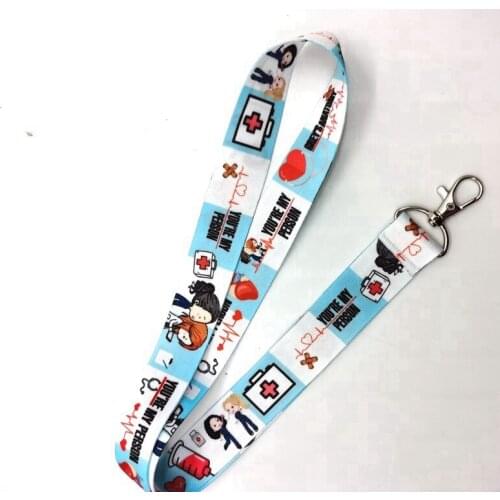 Hot Sale! Greys Anatomy Doctors Lanyard Neck Strap Card Bus ID Holders With Key Chain