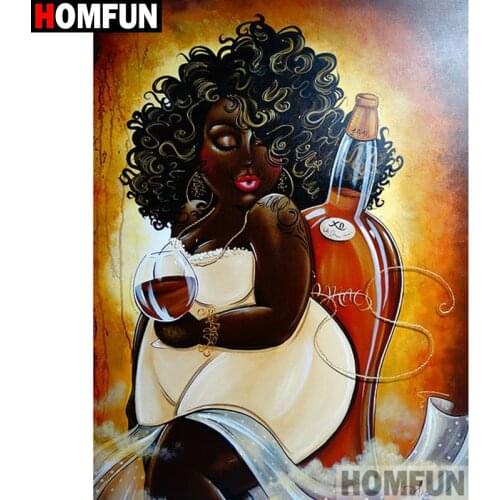 HOMFUN Full Diamond "Wine bottle beauty" DIY 5D Diamond Painting Cross Stitch Home Decor Picture Of Rhinestone Handmade A26183