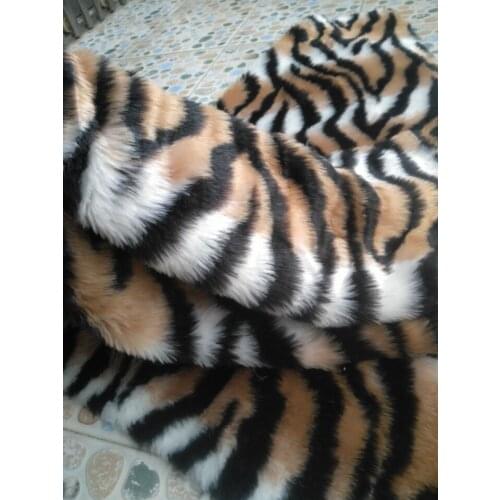 Good quality Tiger print faux fur fabric, fashion fur collar decorative plush carpet ,felt cloth counter fabric