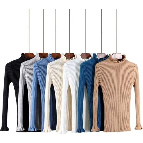 Quality Cashmere and Wool Knitted Sweater Women Slim Turtleneck Long Sleeve Pullovers Autumn Winter Pashmina Knit Jumpers
