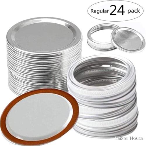 24 Pcs Canning Lids Regular Mouth Lids For Mason Jar Canning Lids Storage Canning Lids Sliver 70mm New Household Kitchen Tools