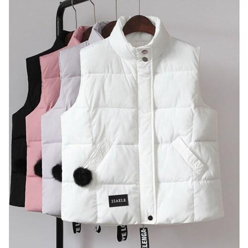 Jacket Vest Autumn Winter Warm down Cotton Vest Womens Sleeveless Vest plus Size Short Vest Coat Chaleco Mujer