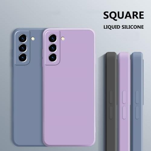 Square Liquid Silicone Original Case for Samsung Galaxy S20 S21 Plus Ultra FE Protect Funda S21Plus S21Ultra S20FE 5G Soft Cover