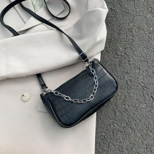 Small Stone Pattern Crossbody Bag For Women New Chain Shoulder Bag PU Leather Baguette Bag French Handbag Fashion Lady Purse