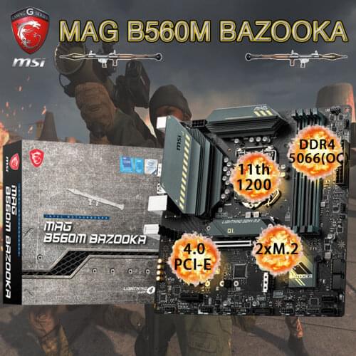 LGA1200 10th 11th-Gen CPU MSI MAG B560M BAZOOK Motherboard DDR4 128Gb 5066MHz(OC) M.2 PCI-E 4.0 Placa-mãe Desktop Intel B560 New