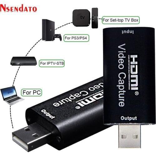 4K Mini USB 2.0 HDMI Video Grabber Record Capture Card Box adapter for PS4 Game Camcorder DVD HD Camera Recording Live Streaming