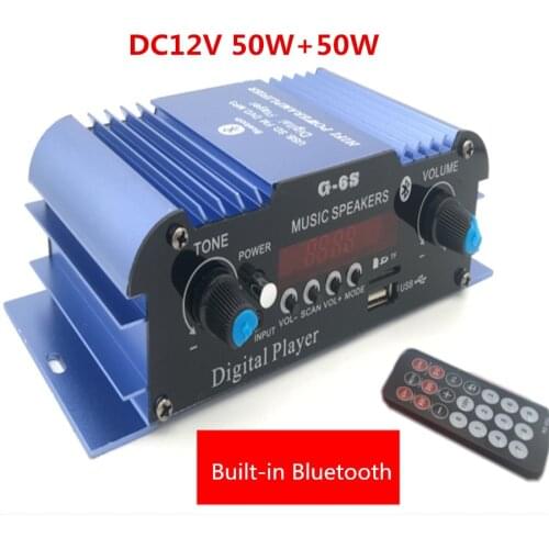 Mini G-6S DC12V 50W+50W Bluetooth Car home computer USB SD FM radio MP3 player Digital amplifier Music speaker High bass adjust