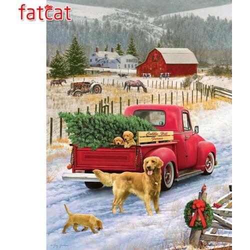 FATCAT 5d diy diamond painting full square farm animals red truck diamond embroidery rhinestone round kits home decor AE151