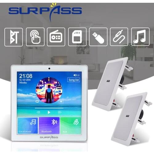 Bluetooth Wall Sound Amplifier Fm Radio Smart Home Audio HiFi 20W Power Stereo Class D Amp PA Ceiling Speaker Background System