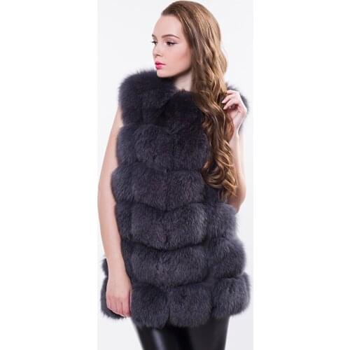Natural fur fox fur vest long womens jacket winter 2019 new slim suede overall skin party winter leather jacket