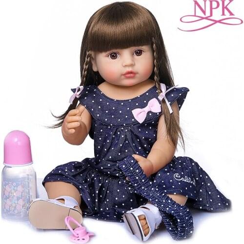 NPK55CM Reborn toddler girl doll full body silicone soft real touch bebe doll anatomically correct lovely baby