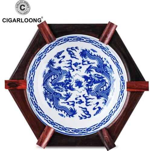 Luxury Square round Ebony Solid Wood Ashtrays Cigars Holder Ash Tray Square Table Ashtray Tobacco Cigarette 6 Slots CLG-0095