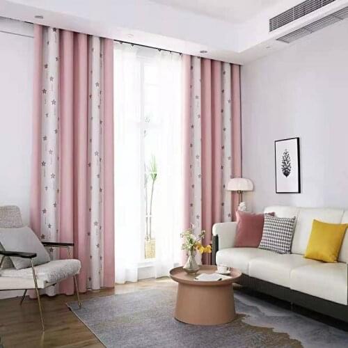 Modern Simple Cute Childlike Curtain Cashmere High Quality Loop Color Matching High Blackout Curtains for Living Room Bedroom