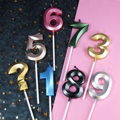 New Colorful Wedding Birthday Number Cake Candles 0 1 2 3 4 5 6 7 8 9 Cake Topper Kids Girls Boys Baby Party Supplies Decoration