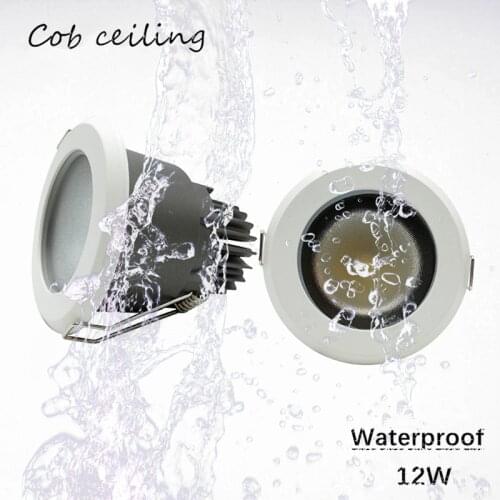 Embedded LED Waterproof Ip65 COB Ceiling 12W AC85-265V Bathroom Kitchen Hotel shower room LED downlight