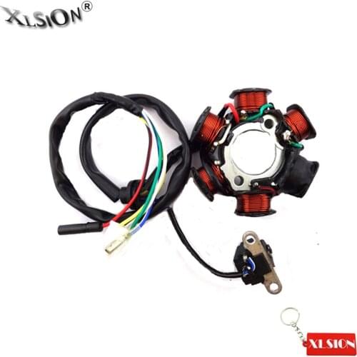 XLSION Aftermarket 50cc Stator Magneto Coil With 6 Poles For GY6 Moped Scooter Sunl Roketa Vespa Motocross