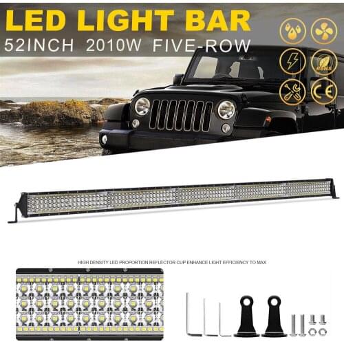 YNROAD 2010w 50inch five rows Led slim Light Bar offroad bar combo beam for Hunting Driving Offroad Light