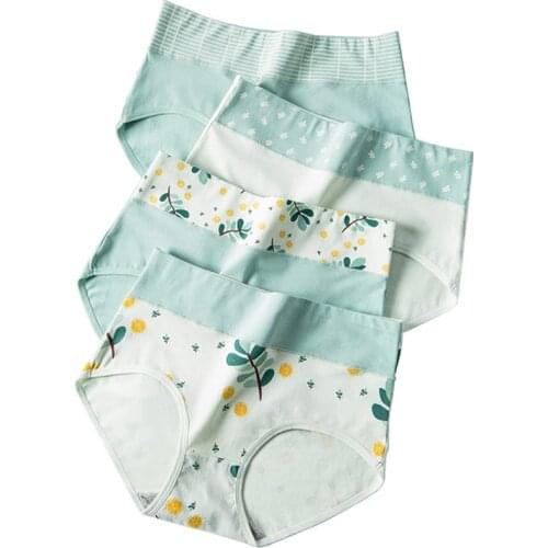 4pcs/lot high waist Cotton Panties Womens sexy breathable Underwear Briefs Ceca Calcinhas Transparent Underpants women panty
