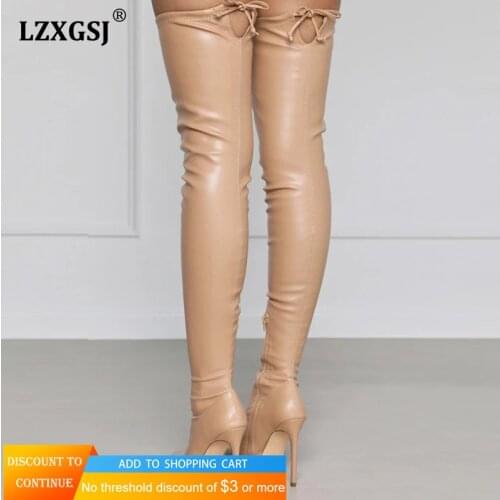 Thigh High Boots For Girls Sexy Womens Over-the-knee Boots Pointed Toe Knee High Boots High Heels Side Zip Long Boots Female