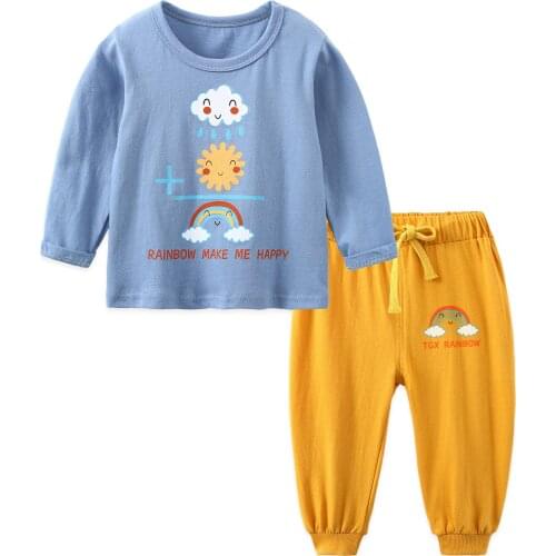 ZWF214 New Spring Boys Tracksuit Kids Long Sleeve Top Leisure Pants 2pcs Children Clothing Infant Sets Sport Suits