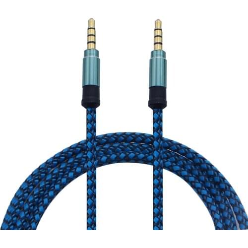 1PC Nylon braided Audio Cable High sound quality Aux 3.5mm Male To Male Jack Auto Car Audio Cable Gold Plated Plug Line Cord