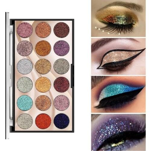 18 Colors Professional Shimmer Glitter Eyeshadow Palette Female Wholesale Makeup for Women Korean Cosmetics Matallic Eye Shadow